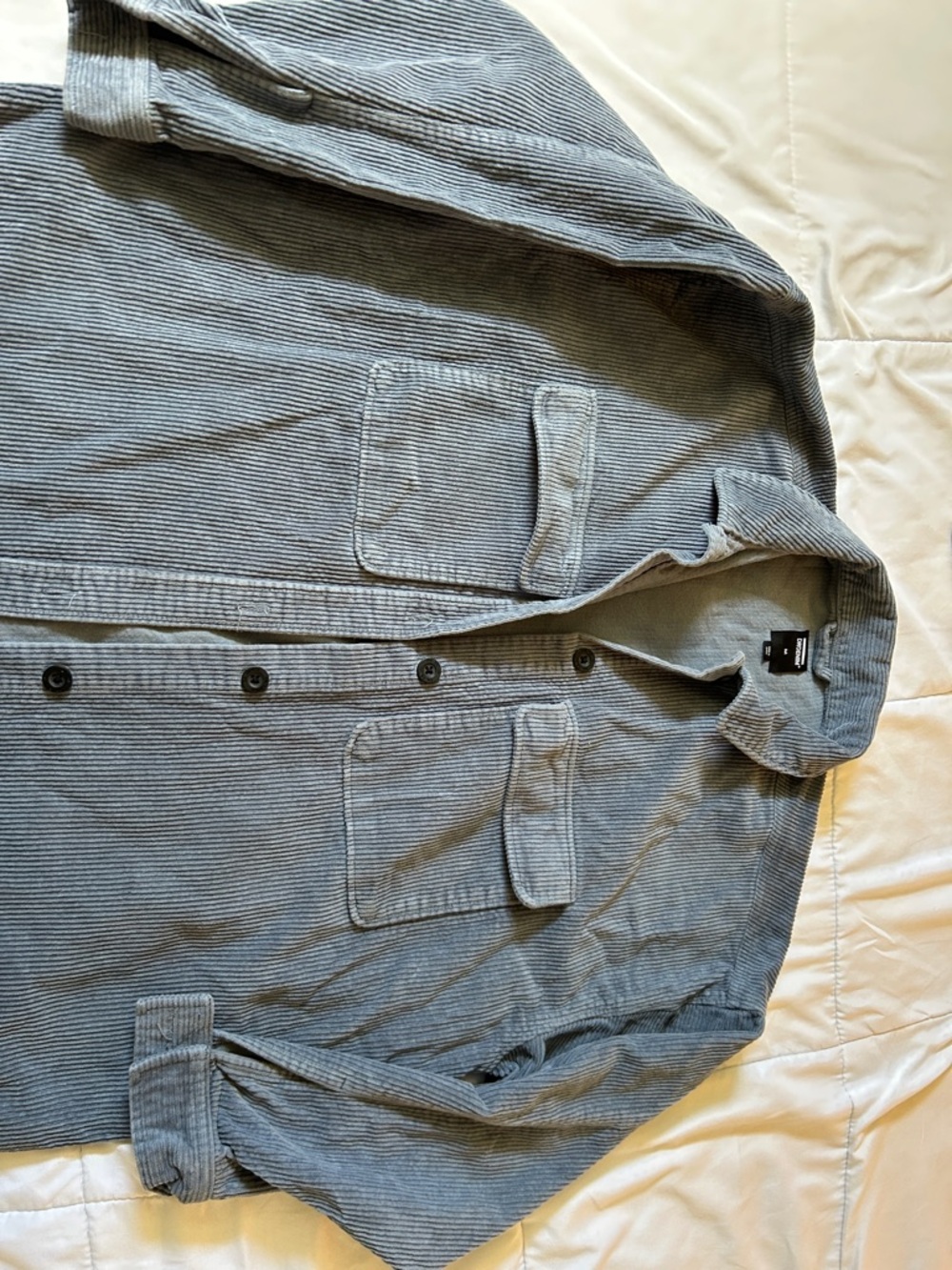 Blue corduroy button down shirt